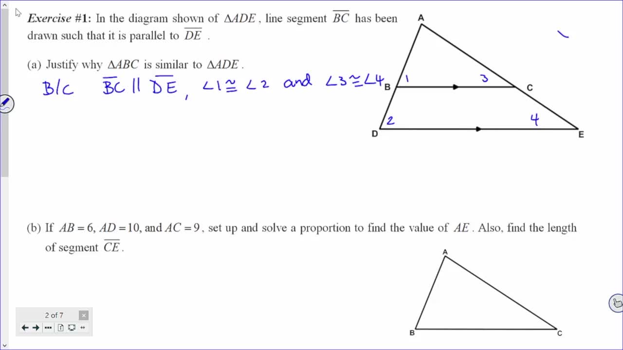 Common Core Geometry Unit 7 Lesson 8 The Side Splitter Theorem