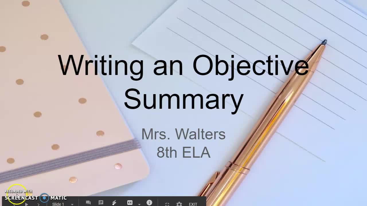Writing An Objective Summary