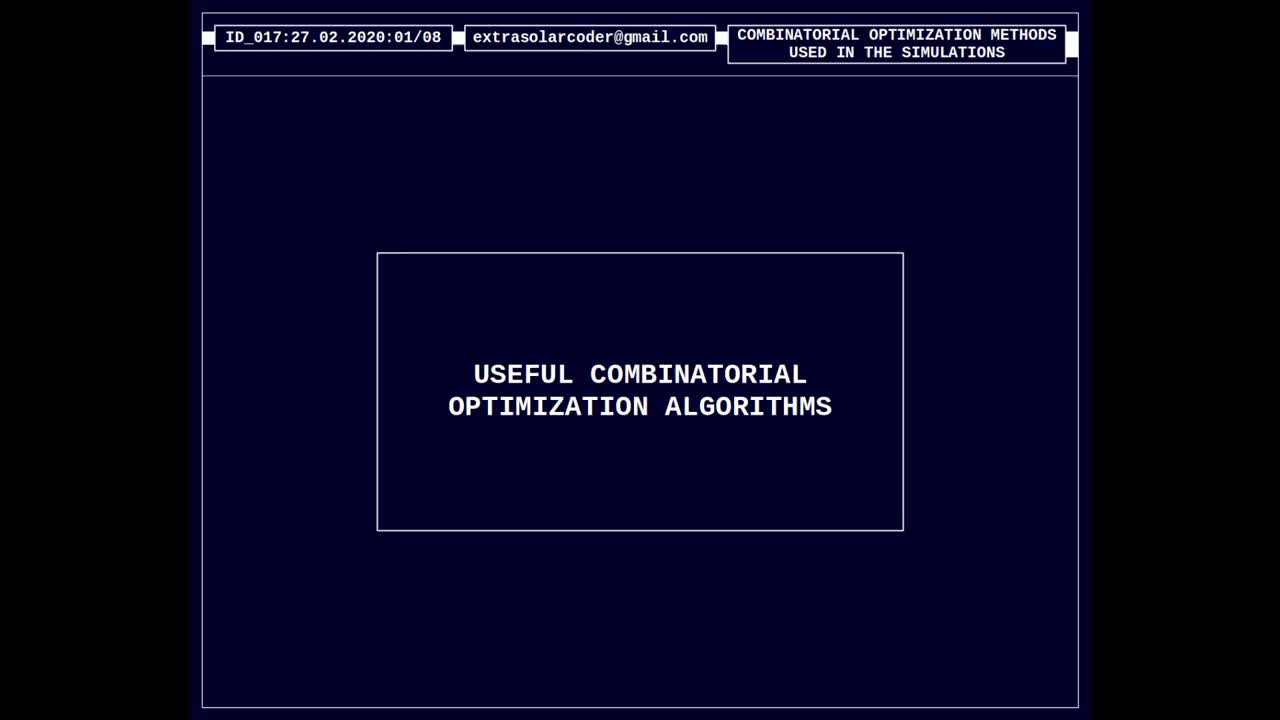 Useful Combinatorial Optimization Algorithms - Part A