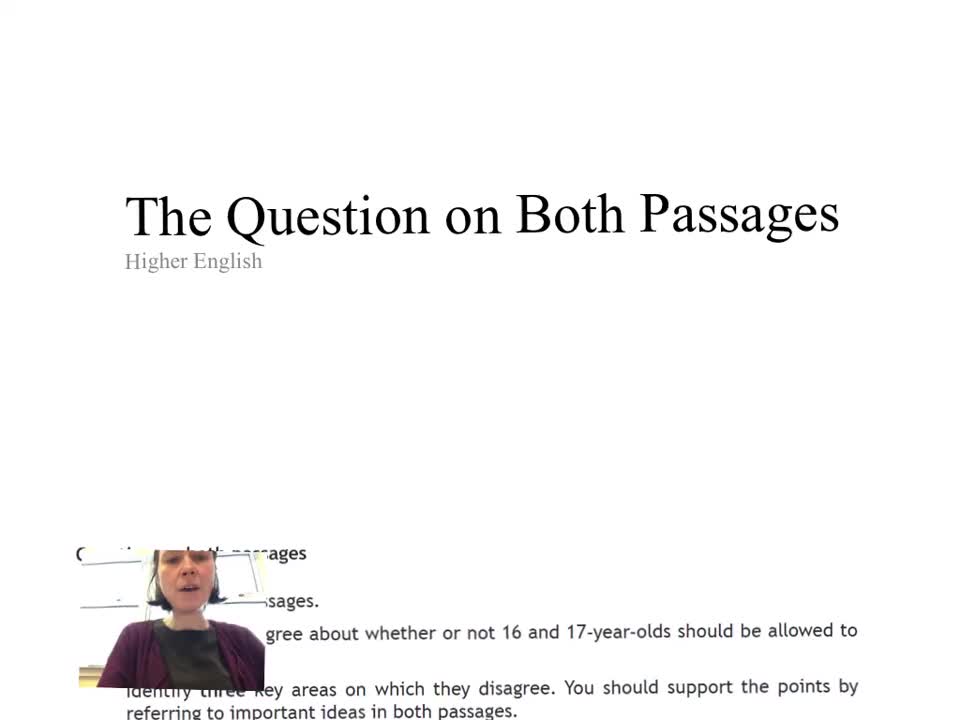 SQA Higher English Question on Both Passages