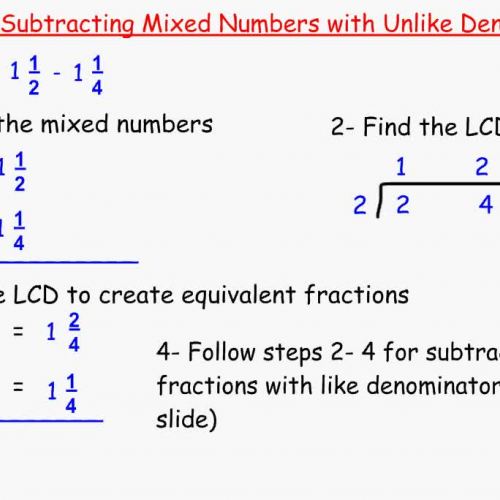 Subtracting Mixed Numbers with Unlike Denomin