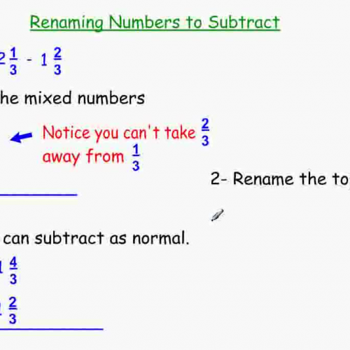 Subtracting Mixed Numbers with Renaming