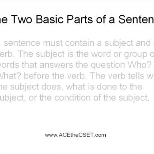 CSET English Exam Subtest II The Basic Parts 