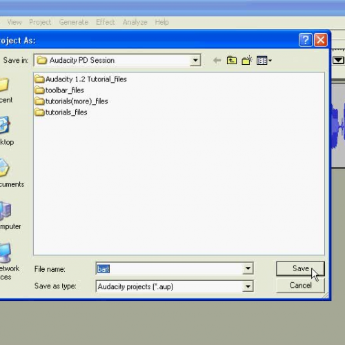 Saving a Project in Audacity