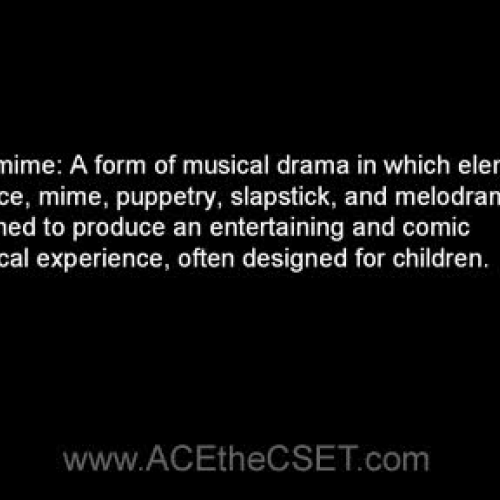 CSET English Genres of Theatre Pantomime
