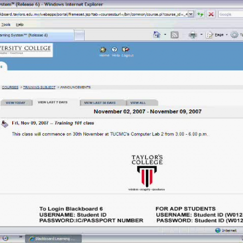 015 My Courses - Course Announcements