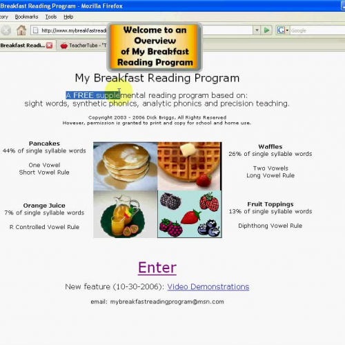 My Breakfast Reading Program: Website Overvie