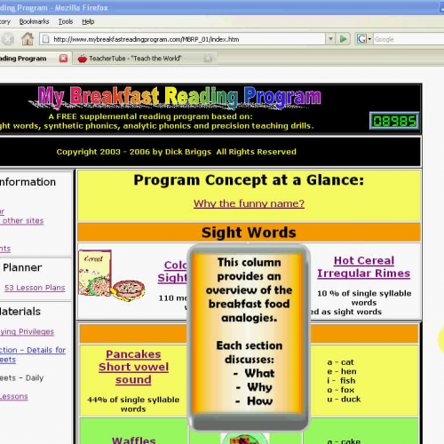 My Breakfast Reading Program: Website Overvie