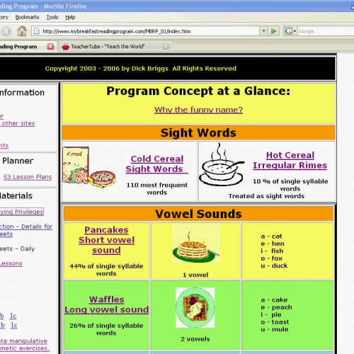 My Breakfast Reading Program: Website Overvie