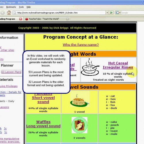 My Breakfast Reading Program: Website Overvie