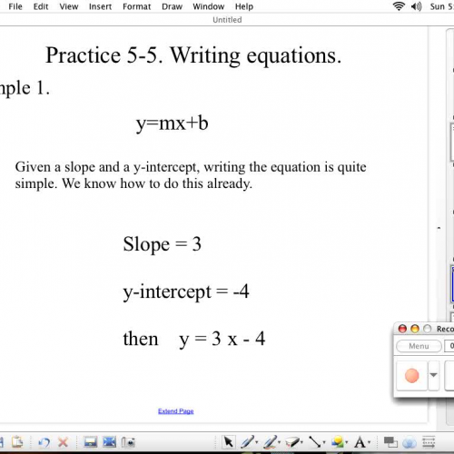 Writing equations of lines. Slope and Point.