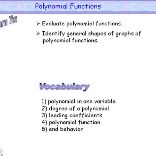 Intro to Polynomial Functions