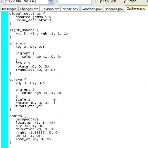 Povray 2 Sphere Changes