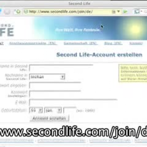 Zugang zum Teen Second Life anlegen