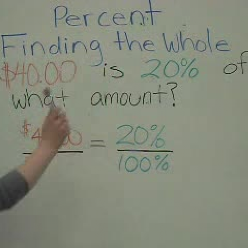 Percent. Finding the Whole Amount.