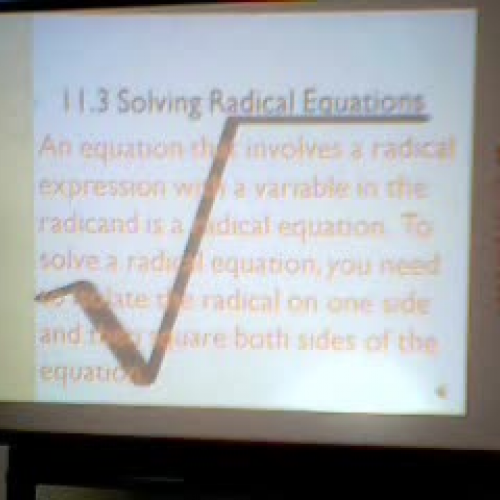 Solving Radical Equations Part 1a