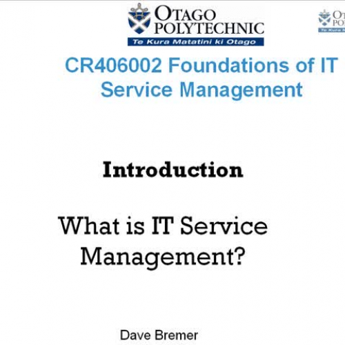 ITSM: 1 Introduction to IT Service Management