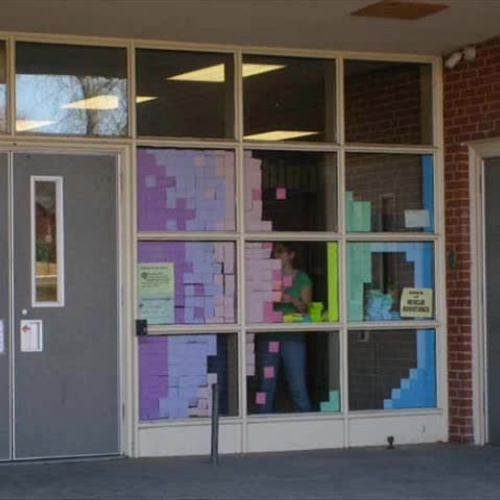 parkville post it note mural main lobby
