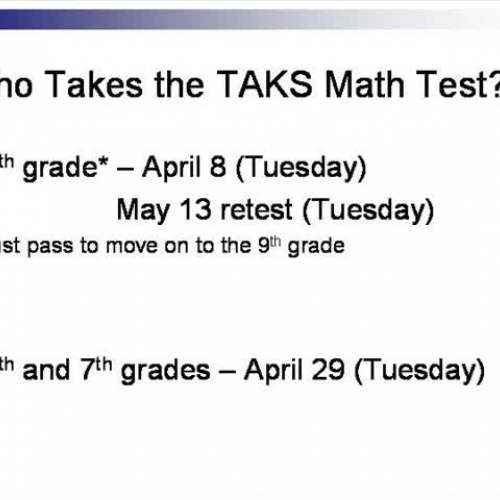 Math TAKS Info for Parents