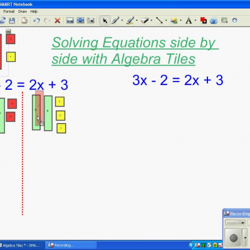 Algebra tiles and solving equations