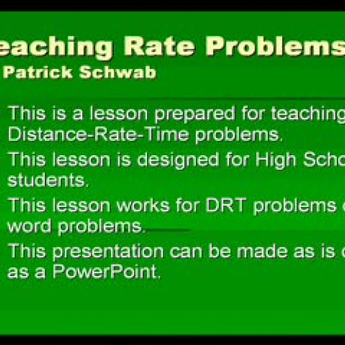 Teaching Rate-Distance-Time Problems