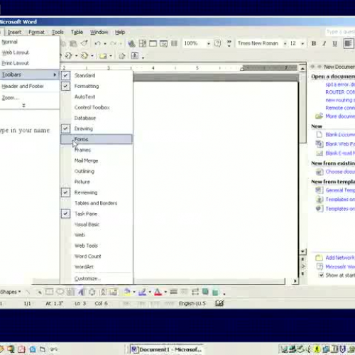 Form Fields in MS Word