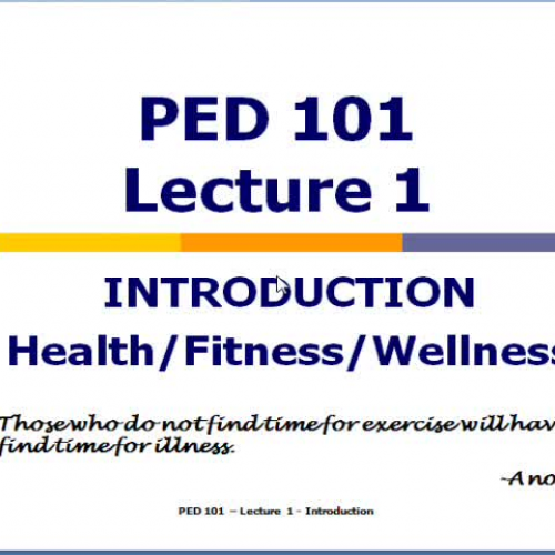 PED 101 Lecture 1