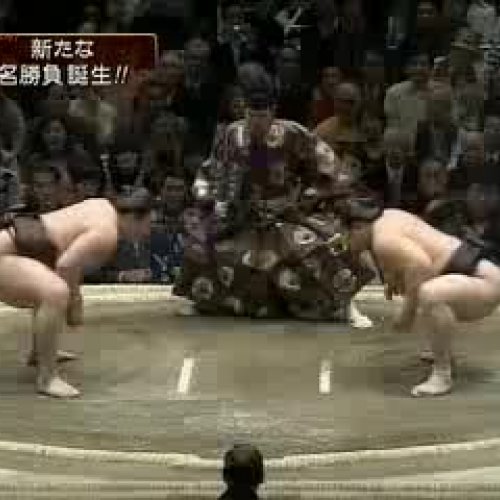 Hakuho v Asahoryu 2008 sumo