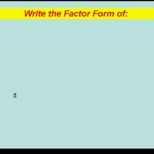 Factoring Polynomials-Part 2