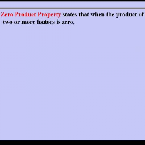 Zero Product Property