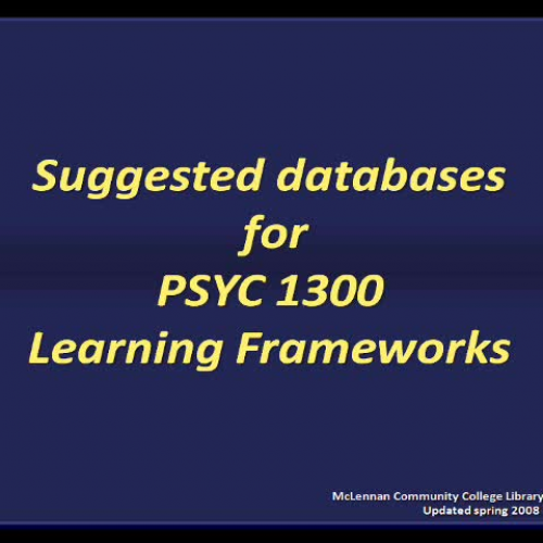 Suggested Databases for PSYC 1300 Learning Fr