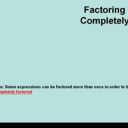 Factoring Polynomials-Part 5