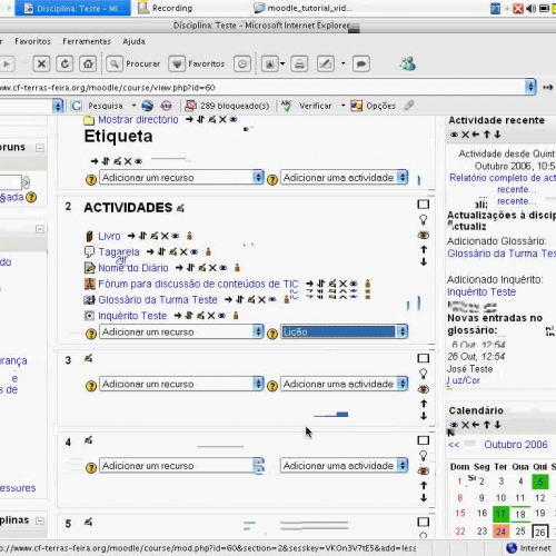 A actividade lição do Moodle