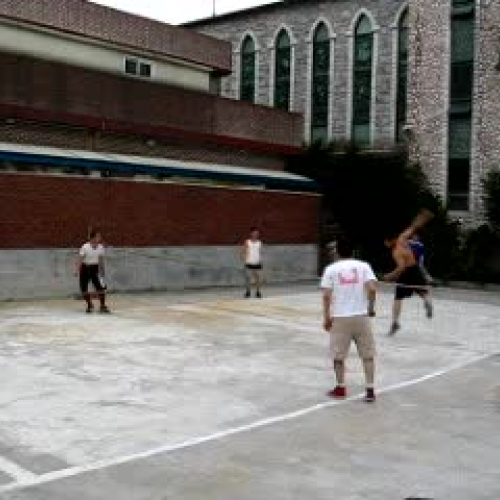 Kickball is a bit like volleyball and soccer