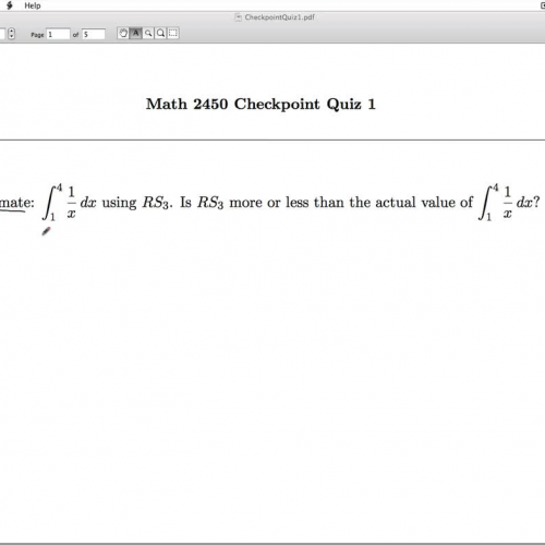 Applied Calculus Checkpoint Quiz 01 Part 1 of