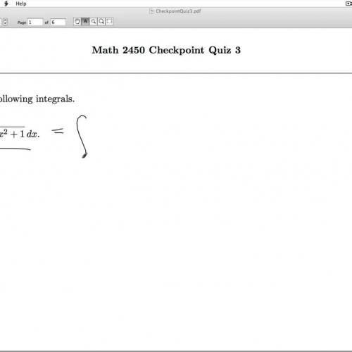 Applied Calculus Checkpoint Quiz 03 Part 1 of