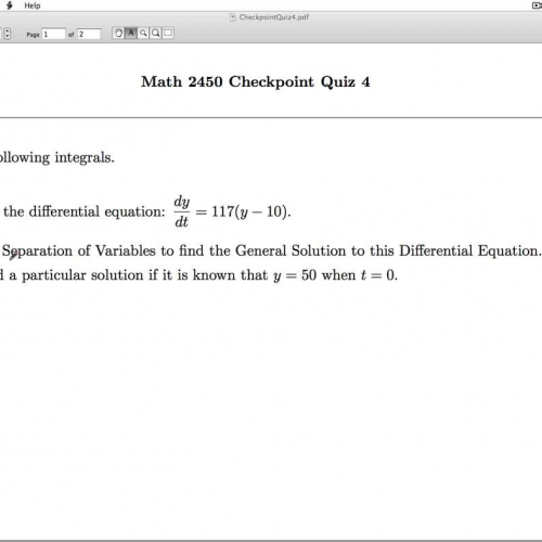 Applied Calculus Checkpoint Quiz 04 Part 1 of