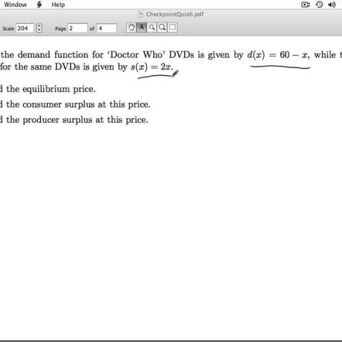 Applied Calculus Checkpoint Quiz 06 Part 2 of