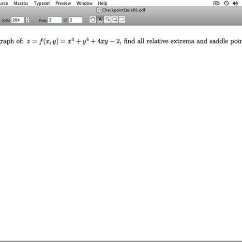 Applied Calculus Checkpoint Quiz 09 Part 4 of