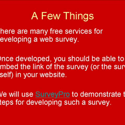 Creating a Web Survey Part 1