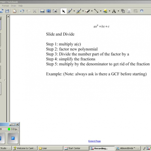 Factor using slide and divide