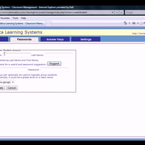 StarrMatica.com- Creating A Student