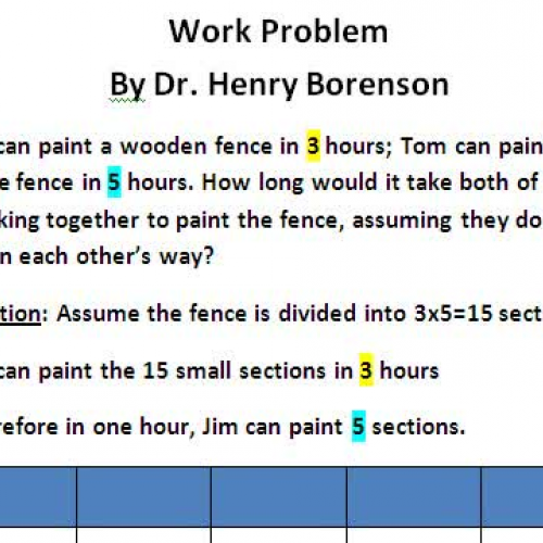 Algebra Word Problems- Work