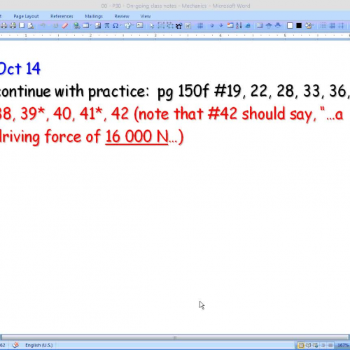 PHY 30S Class notes Oct 14 08