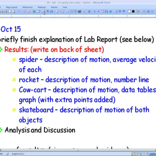 SCI 20F Class notes - Oct 15 08