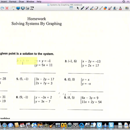 HW Systems of Equations by Graphing