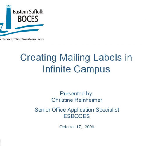 Creating Mailing Labels in Infinite Campus