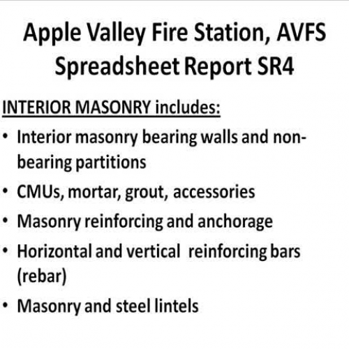 AVFS Interior Masonry Spreadsheet Report  SR4