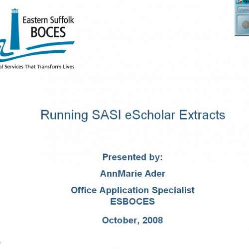 Running SASI eScholar Extracts