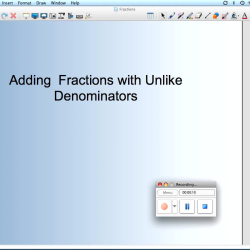 SmartBOARD - Adding Fractions with Unlike Den